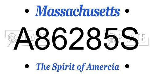 A86285S Massachusetts License Plate