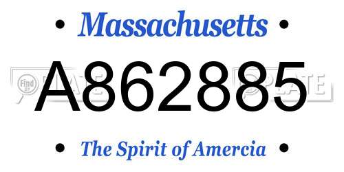 A862885 Massachusetts License Plate
