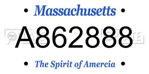 A862888 Massachusetts License Plate