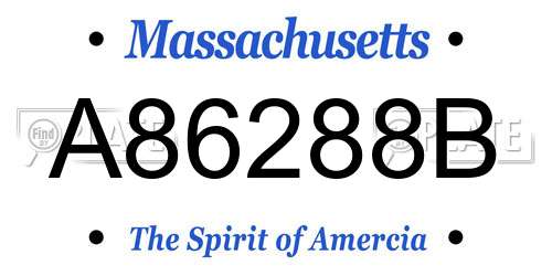 A86288B Massachusetts License Plate
