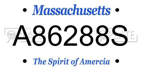 A86288S Massachusetts License Plate