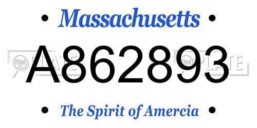 A862893 Massachusetts License Plate