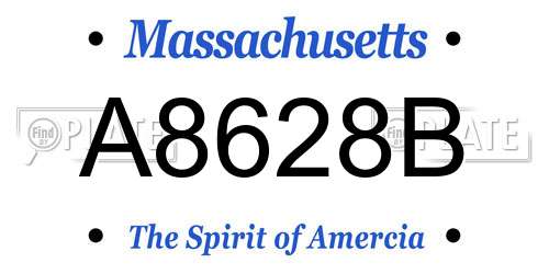 A8628B Massachusetts License Plate
