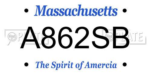 A862SB Massachusetts License Plate