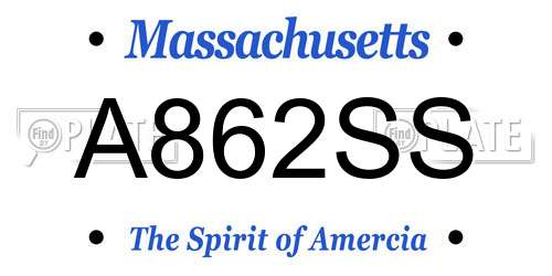 A862SS Massachusetts License Plate