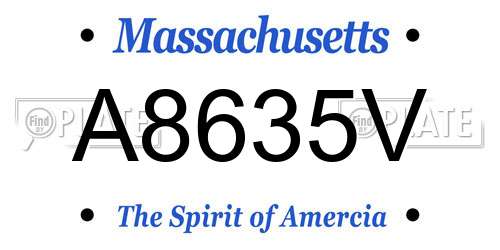 A8635V Massachusetts License Plate
