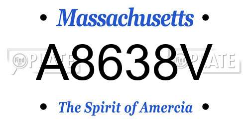 A8638V Massachusetts License Plate