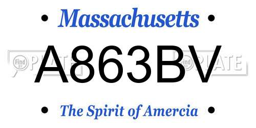 A863BV Massachusetts License Plate