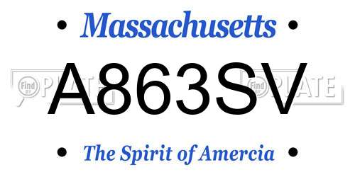 A863SV Massachusetts License Plate