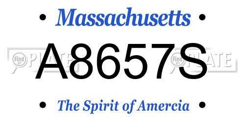 A8657S Massachusetts License Plate