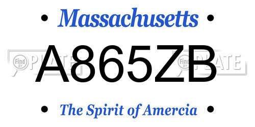 A865ZB Massachusetts License Plate