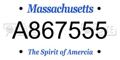 A867555 Massachusetts License Plate