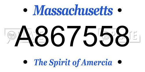 A867558 Massachusetts License Plate