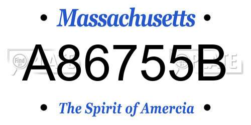 A86755B Massachusetts License Plate