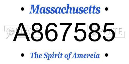 A867585 Massachusetts License Plate