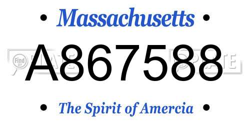 A867588 Massachusetts License Plate