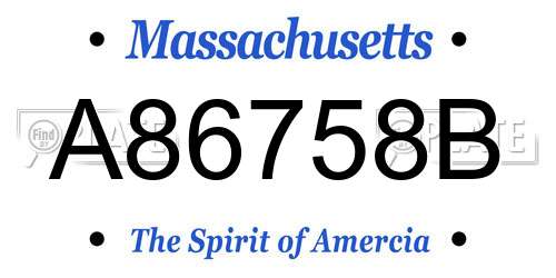A86758B Massachusetts License Plate