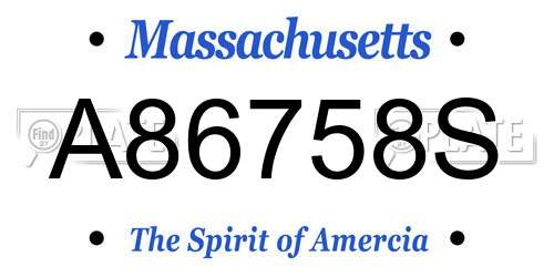 A86758S Massachusetts License Plate