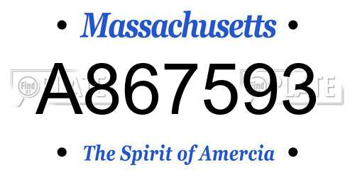 A867593 Massachusetts License Plate