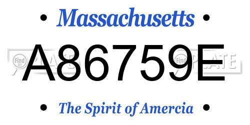 A86759E Massachusetts License Plate