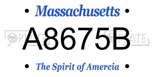 A8675B Massachusetts License Plate