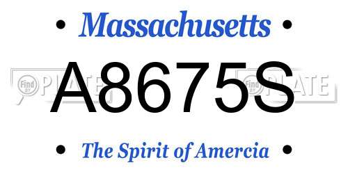 A8675S Massachusetts License Plate