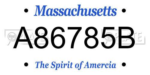 A86785B Massachusetts License Plate