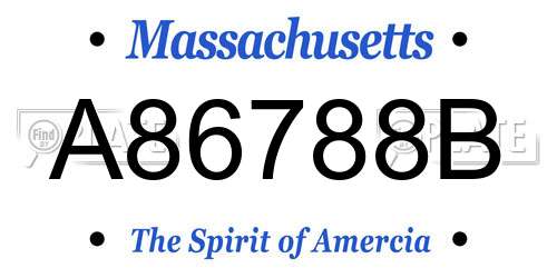 A86788B Massachusetts License Plate