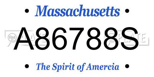 A86788S Massachusetts License Plate