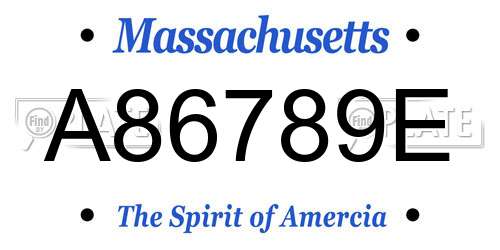 A86789E Massachusetts License Plate