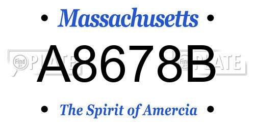 A8678B Massachusetts License Plate