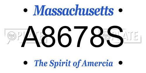 A8678S Massachusetts License Plate