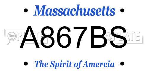 A867BS Massachusetts License Plate