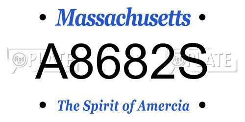 A8682S Massachusetts License Plate