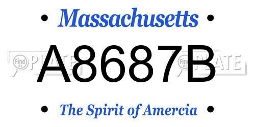 A8687B Massachusetts License Plate
