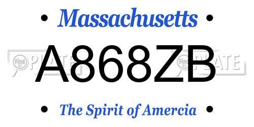A868ZB Massachusetts License Plate