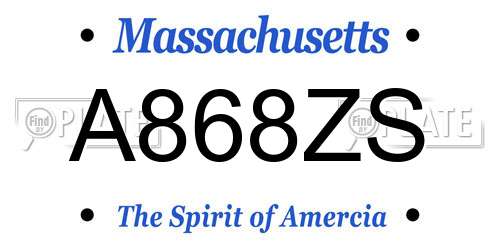 A868ZS Massachusetts License Plate