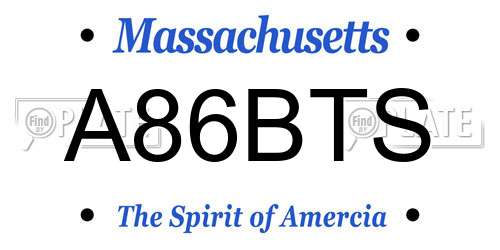 A86BTS Massachusetts License Plate