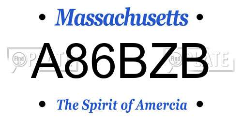 A86BZB Massachusetts License Plate