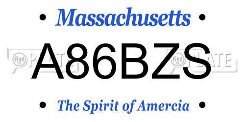 A86BZS Massachusetts License Plate