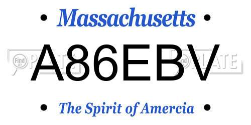 A86EBV Massachusetts License Plate