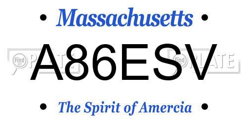 A86ESV Massachusetts License Plate