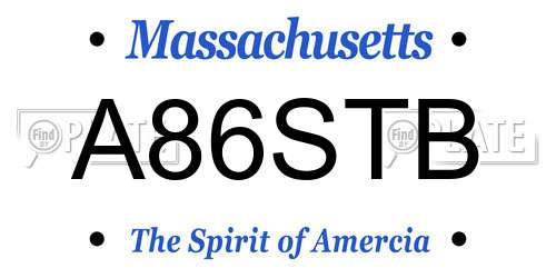 A86STB Massachusetts License Plate