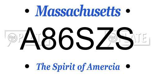 A86SZS Massachusetts License Plate