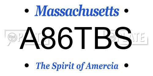 A86TBS Massachusetts License Plate