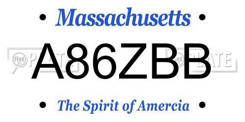 A86ZBB Massachusetts License Plate