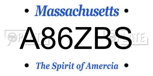 A86ZBS Massachusetts License Plate