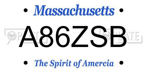 A86ZSB Massachusetts License Plate