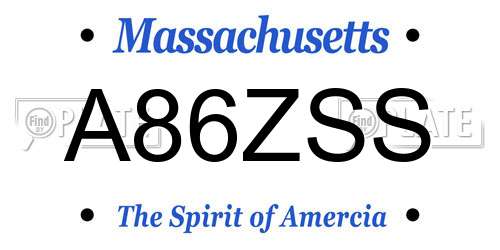 A86ZSS Massachusetts License Plate
