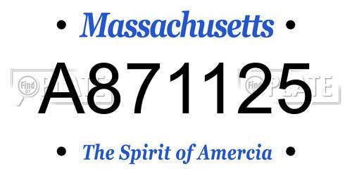 A871125 Massachusetts License Plate